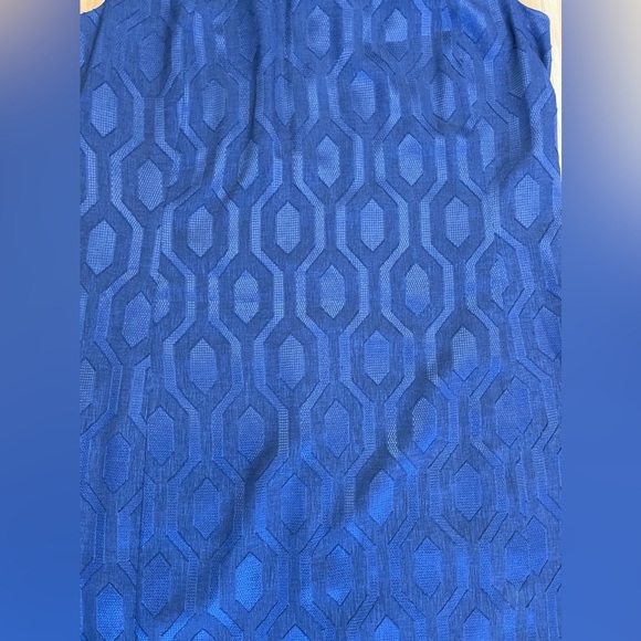 Banana Republic Sleeveless Diamond Jacquard Shift Dress Deep Sea Blue - Size 4 - Picture 6 of 11